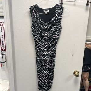 Black and White Cowl Neck Sleeveless Midi Dress